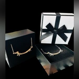 New Set Of 2- Elegant Gold and Silver Dachshund Necklaces In A Gorgeous Gift Box
